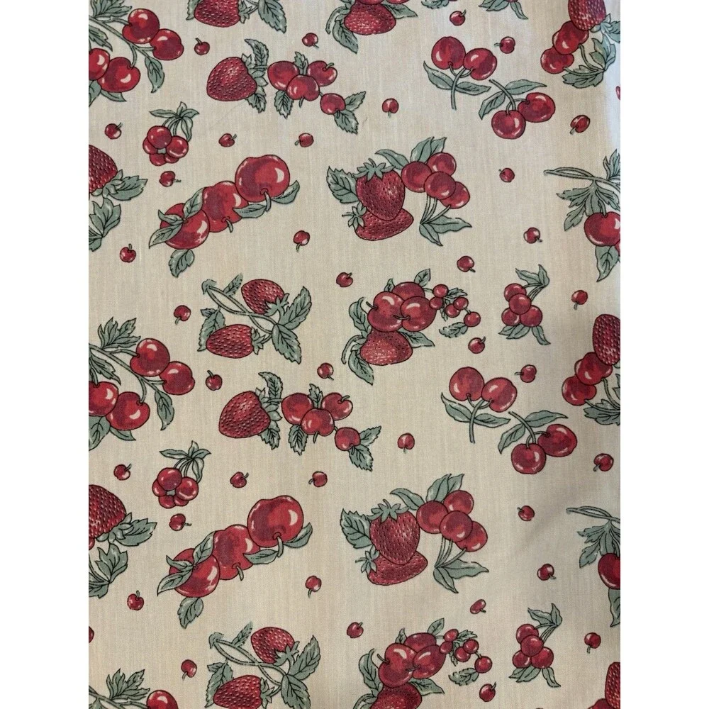 Vtg. Strawberry Apple Fruit Kitchen Cafe Curtains Valance Cottage Core Farmhouse